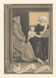 Évêque Servatius avec une femme et un enfant (Œuvres de la collection des frères Boisserée)