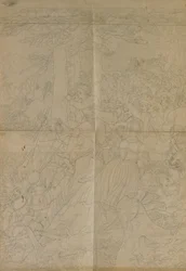 Dessin de contour pour "Scène de la lutte pour la liberté du Tyrol"