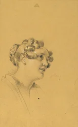 Étude de portrait féminin pour "Sortie du couple impérial après une grave maladie de l