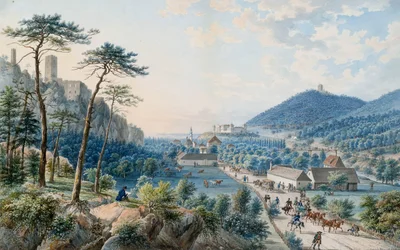 Vue du palais de Weilburg à Baden près de Vienne