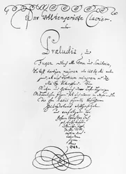 Page de titre manuscrite du Clavier bien tempéré, 1722