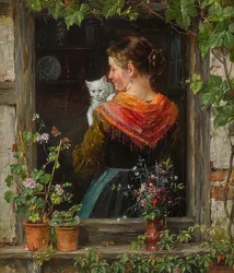 Jeune femme avec chat