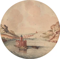 Châteaux, ruines et paysages marins - Six gravures en couleur