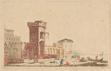 [Une de] Six Gravures Colorées de Châteaux, Ruines et Paysages Marins