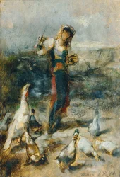 Fille avec volaille