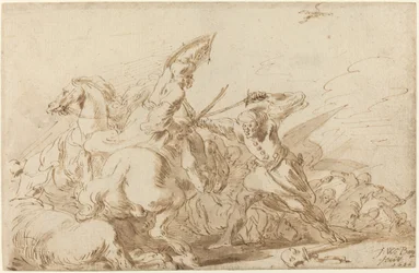 Une bataille entre cavalerie orientale et soldats