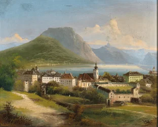 Johann Wilhelm Jankowski Vue sur Gmunden