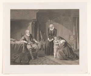 La mère, la femme et le fils de Reinier van Oldenbarnevelt implorent la clémence de Maurice, 1623