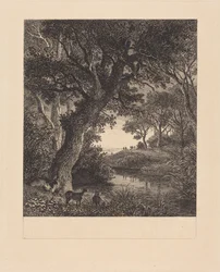 Chasseurs quittant une forêt