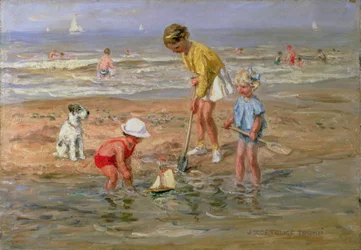 Enfants jouant au bord de la mer