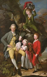 Henry Knight de Tythegston avec ses trois enfants, vers 1770