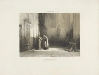 Hubert Duifhuis lisant dans une église