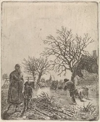 Paysage avec patineurs