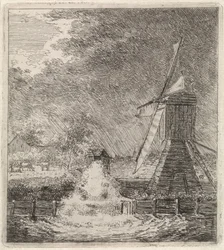 Paysage avec moulin à eau