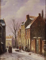 Scène de rue en hiver