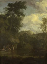 Paysage arcadien avec Diane se baignant
