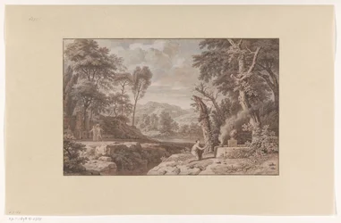 Paysage arcadien avec une scène de sacrifice