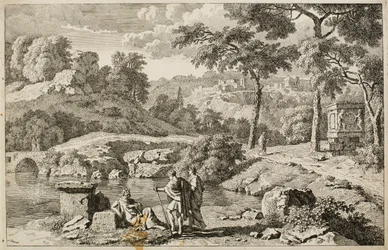 Paysage arcadien avec ruines