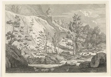 Ravin avec un troupeau de moutons (Paysages dans le massif de la Chartreuse)