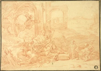 La Sainte Famille avec Saint Jean Baptiste et des anges