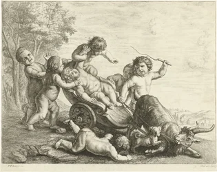 Putti avec un chariot tiré par des boucs