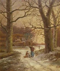 Ramassage de bois en hiver