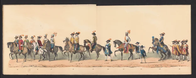 Historische optocht door studenten van de Groningse Hogeschool, 1850