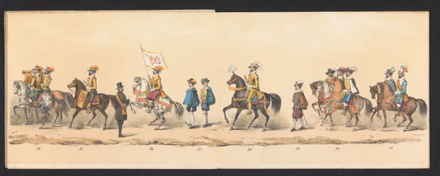 Gecostumeerde voorstelling van den intogt van Maurits, Prins van Oranje, Graaf van Nassau enz. en Willem Lodewijk, Graaf van Nassau, binnen Groningen in den jare 1594, door H.H