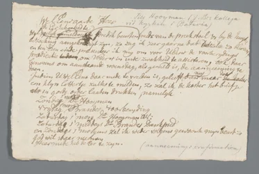 Lettre du révérend Hooyman à Jan Brandes
