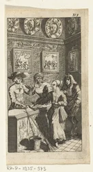Le diable feint (Boekillustratie voor Simon de Vries, Seven Duyvelen regeerende en serveerende de Hedendaeghsche Dienstmaegden, Amsterdam, 1682)