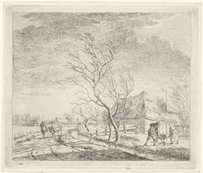 Paysage avec ferme et champ