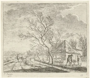Paysage avec ferme et champ