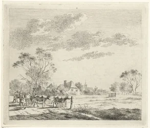 Paysage avec ferme et vaches