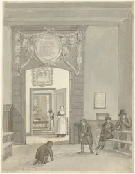 Vue sur la salle des hommes de la Diaconie Évangélique Luthérienne et de la Maison des Pensionnaires sur le Nieuwe Keizersgracht