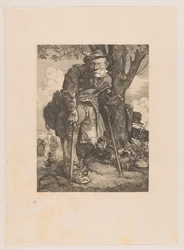 Mendiant avec des béquilles