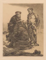 Trois ouvriers avec casquette