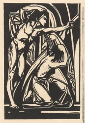 Homme debout et femme agenouillée