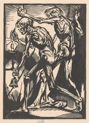 Deux hommes nus avec cloche et éteignoir