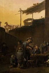 Buveurs devant une auberge italienne