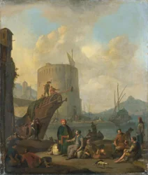 Port italien avec une tour fortifiée