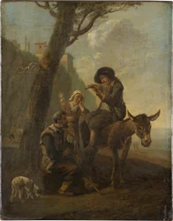 Famille de bergers romains se reposant sous un arbre