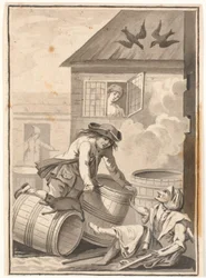 Jens Blok et Gunild. Illustration pour Ludvig Holberg : Peder Paars 1772. (2e livre, 3e chant)