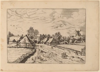 Village de campagne avec moulin à vent