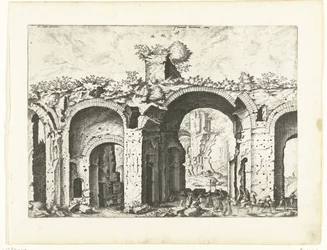 Deuxième vue des Thermes de Dioclétien, ruines romaines, 1561 (titre de la série)