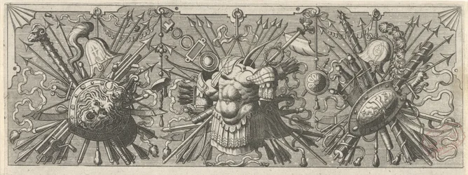 Panoplie. Frise avec des armes romaines, partie supérieure
