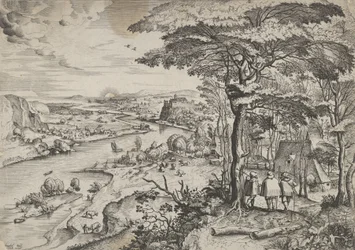 Euntes in Emaus Paysage avec pèlerins à Emmaüs, vers 1555-56