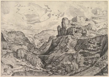 Paysage alpin avec une vallée profonde de The Large Landscapes, vers 1555-56