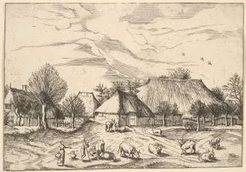 Fermes, bétail avec bergers et laitières au premier plan de Multifariarum casularu