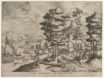 Fuite en Égypte Fuga deiparae in Aegyptum de La Grande Paysages, vers 1555-56