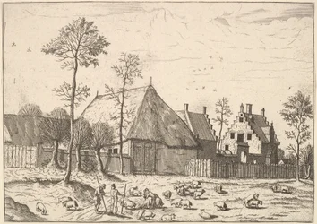 Cabane avec cottage, des Petits Paysages, 1559-61